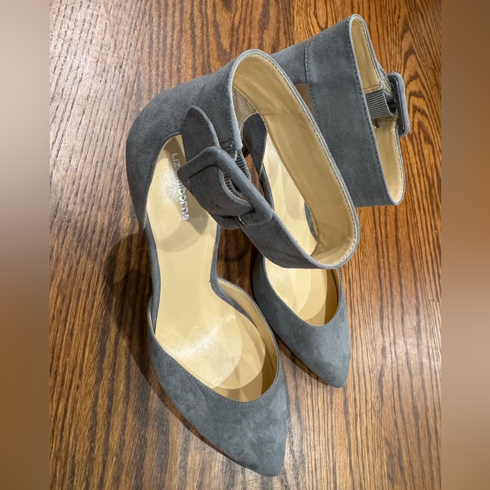 Grey Ankle Strap Pumps